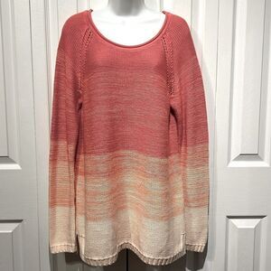 Natural Reflections Cotton Orange Toned Ombre‎ Long Sleeve  Sweater Size L